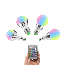 

E27 E14 LED Bulb 5W 7W RGB 16 Color Changeable LED Lamp 110-220V RGBW LED Light Bulb Spotlight With IR Remote Control Home Decor