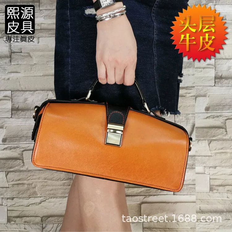

WOMEN'S Leather Bags Full-grain Leather Literature And Art Retro jia zi bao Shoulder Bag Shoulder Bag Handbag Stereotypes Contra