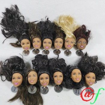 

B29-1 Original Foreign Trade Africa Beauty 1/6 OOAK NUDE Rarely Doll Head Mussed Black or Brown Hair for DIY Soft PVC Head
