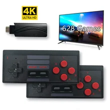 8Bit 4K لعبة فيديو وحدة التحكم بنيت في 628 الألعاب الكلاسيكية الرجعية التلفزيون صندوق الخزانة وحدة تحكم لاسلكية HD متوافق الإخراج 2 لاعب