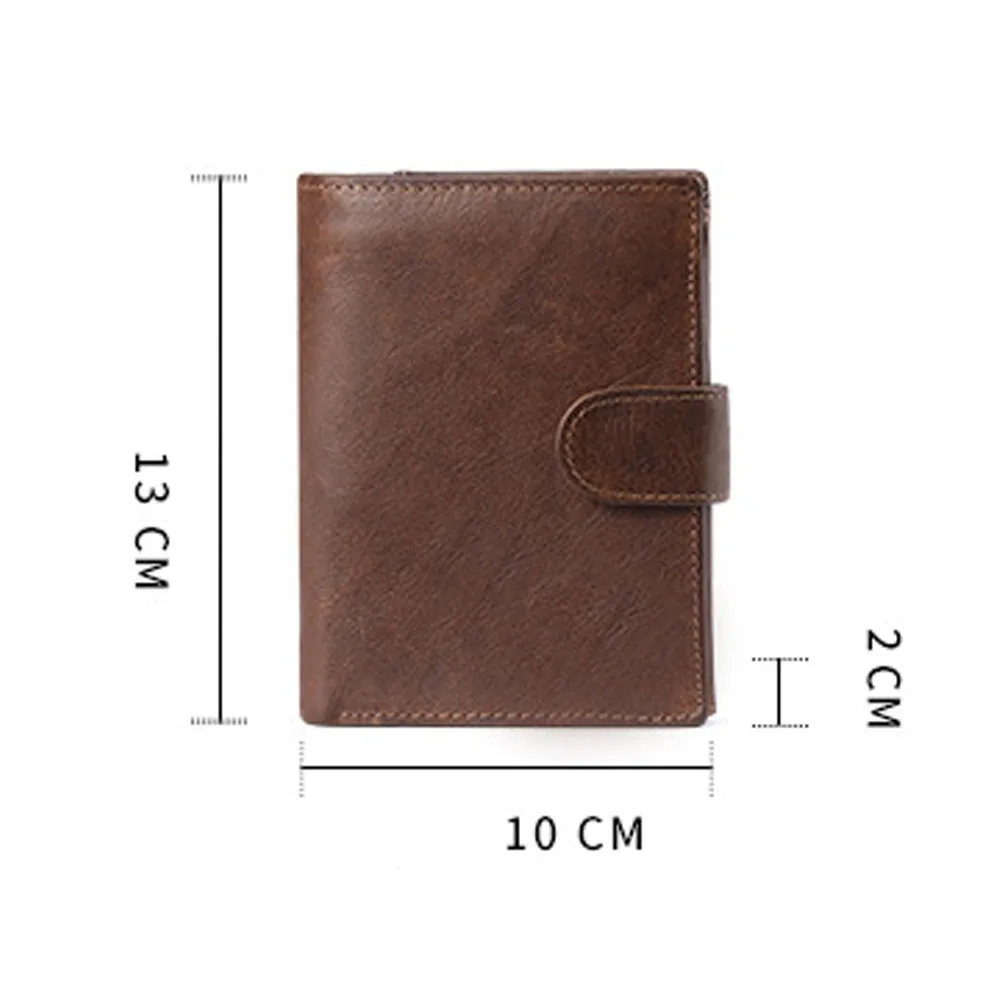 Vintage Coin Pocket Handheld Short Card Holder Zipper PU Leather Men Wallet Money Bag Purse Fashion Business Slim Portable