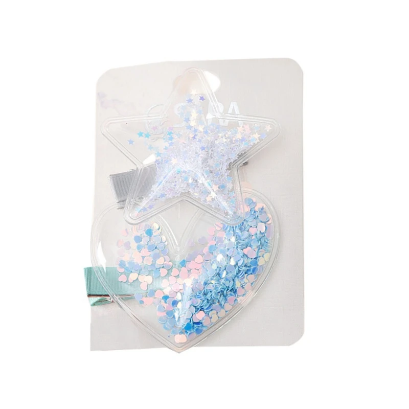 2 шт. детские заколки для волос для девочек милые заколки для волос с сердцем звезды блестки дизайн заколка для волос дети шпилька принцесса аксессуары для волос - Цвет: A1