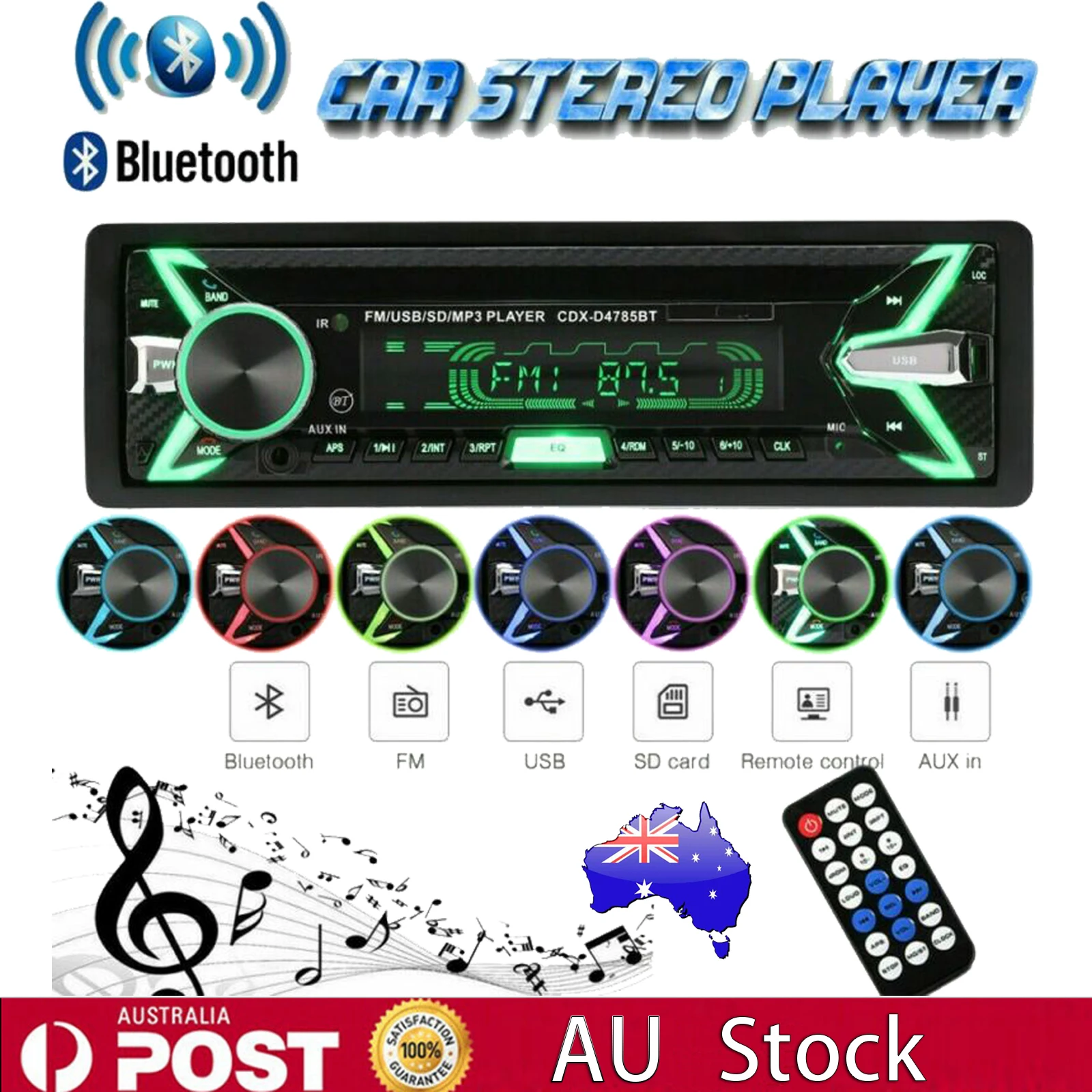 Автомобильный fm-радио DC 12 В, Bluetooth, стерео музыкальный плеер, MP3 с разъемом Aux-in, поддержка громкой связи, sd-карта/u-диск, воспроизведение музыки