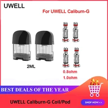 Original uwell caliburn g/koko prime 2ml vape cartucho pod 0.8ohm 1.0ohm un2 meshed-h cabeça de bobina para uwell caliburn g pod kit