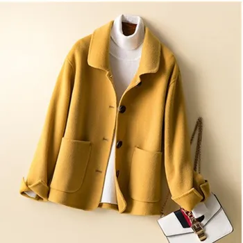 

Korean Casual 100% Wool Coat Elegant Autumn winter Women Clothes 2019 Female Double-sided Woolen Coats Outerwear Abrigo Mujer