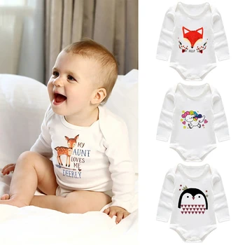 

Baby Girls Boys Bodysuit Romper Jumpsuit Cute Cartoon Fox Penguin Fawn Pegasus Print Bodysuits Infant Boy Girl Casual Clothes