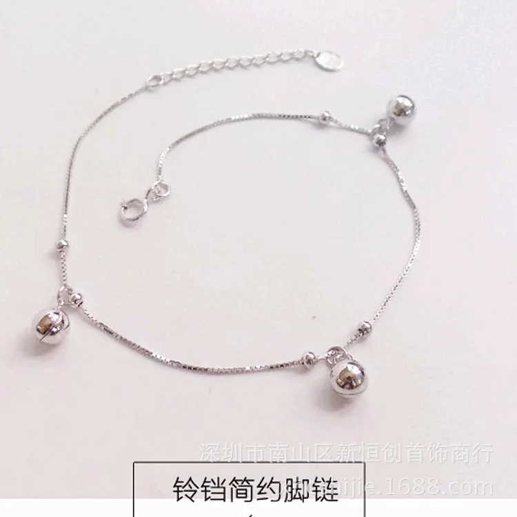 

S925 Fine Silver Bell Anklet Summer New Style Women's jiao shi pin Lovers' Day Gift