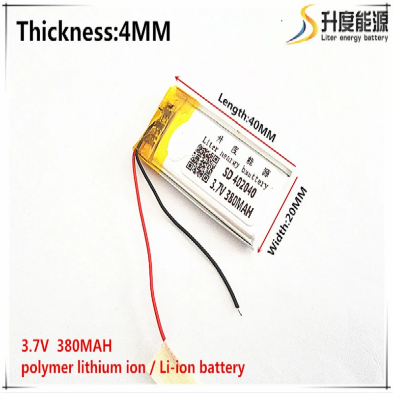 

1pcs [SD] 3.7V,380mAH,[402040] Polymer lithium ion / Li-ion battery for TOY,POWER BANK,GPS,mp3,mp4,cell phone,speaker