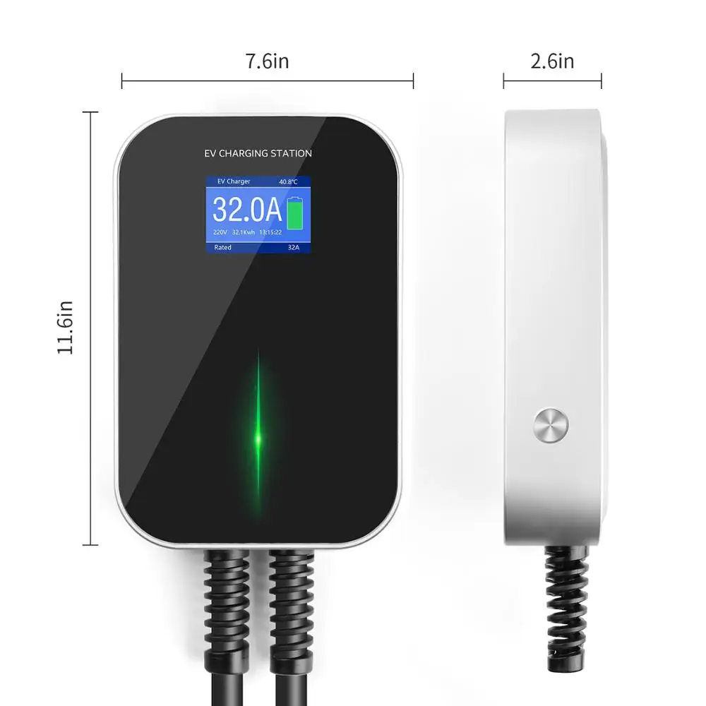 32A 1Phase EVSE Wallbox EV Charger Electric Vehicle Charging Station with Type 2 Cable IEC 62196-2 Waterproof For Audi For Benz