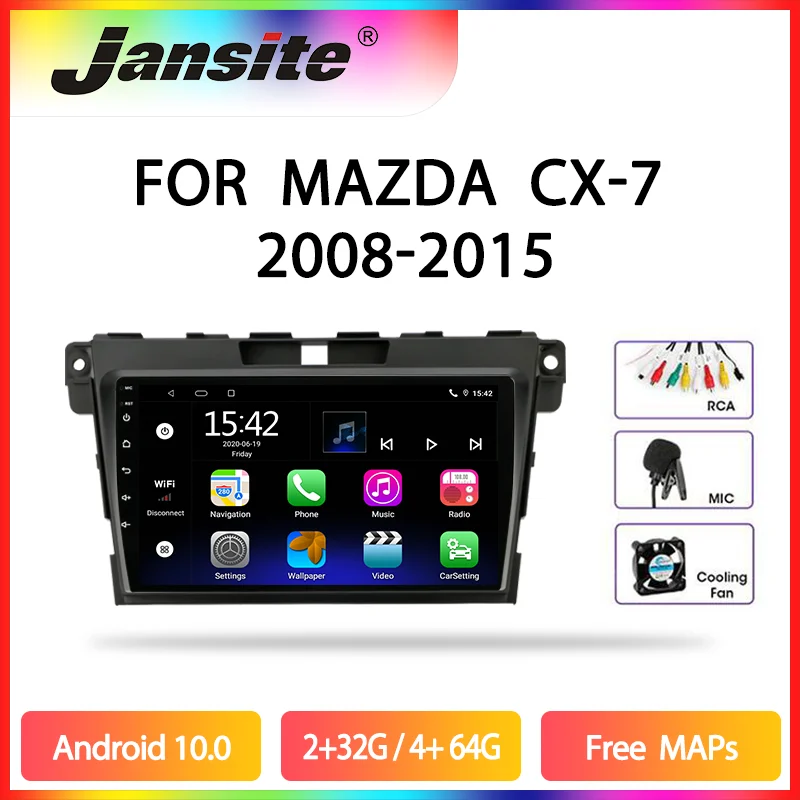 JMCQ Car Radio Android 10 Multimidia Video Player  For MAZDA CX-7 cx7 cx 7 2008-2015 2 din Floating window Split Screen Player