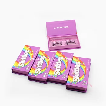 

Sweet Candy Eyelash Case Dark Pink Lash Box 25mm Crosscross 5D Mink Eyelashes Custom Lashes Packaging Box with Your Brand Logo