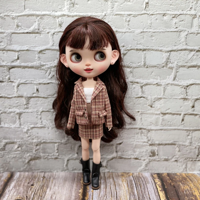 New Handmade Vintage Gird Suit Coat Tube Top E Gonna Abiti Per Blyth Barbie Azone Ob24 Licca Doll Outfit Accessori