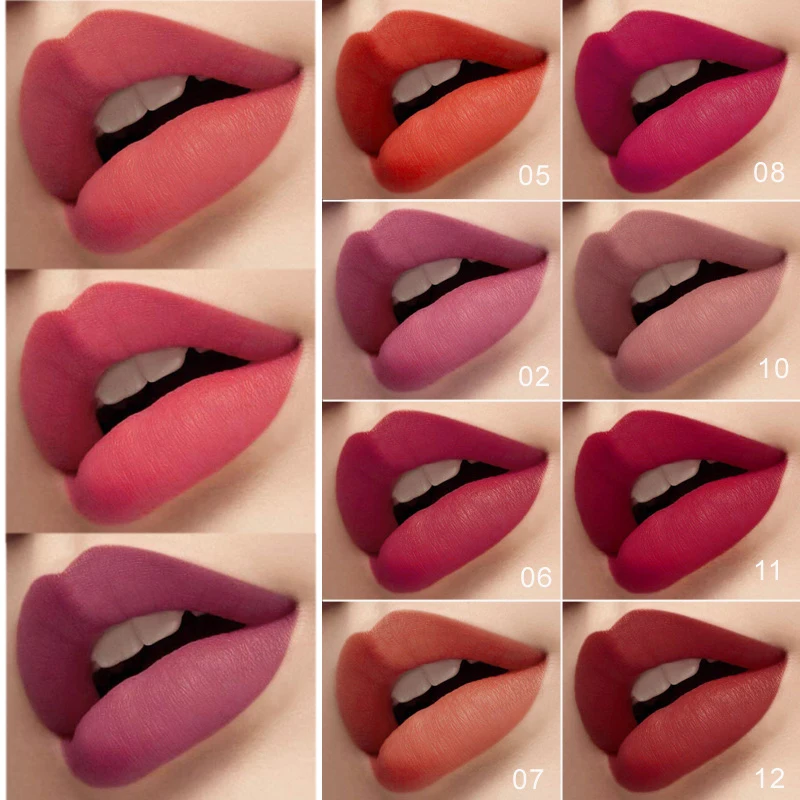 Pink Matte Lipgloss Waterproof Lip Tint Korean Red Lips Liquid Lipstick Matte Makeup Nude Lip Gloss 2
