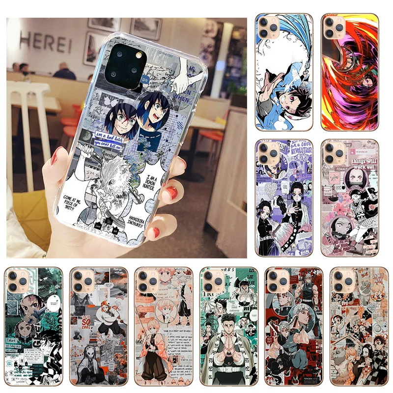 Demon Slayer Kimetsu no Yaiba Phone Cover for IPhone 11 12 Pro Max X XS XR 7 8 7Plus 8Plus 6S 5 SE2 12mini Soft Clear Case Funda