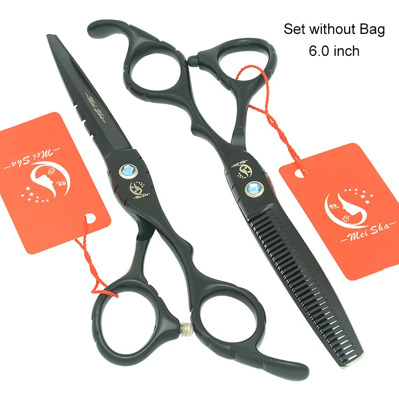 HA0173 no Bag 60 Набор черных парикмахерских ножниц Meisha 5,5/6 дюймов, профессиональные ножницы для стрижки волос, филировочные ножницы для укладки, салонные инструменты HA0173 - Цвет: HA0173 no Bag 60