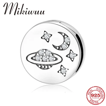 

100% Real 925 Sterling Silver Moon Stars Clip Charm Beads fit Original Reflection Watch Bracelets Women DIY Fine Jewelry Gifts