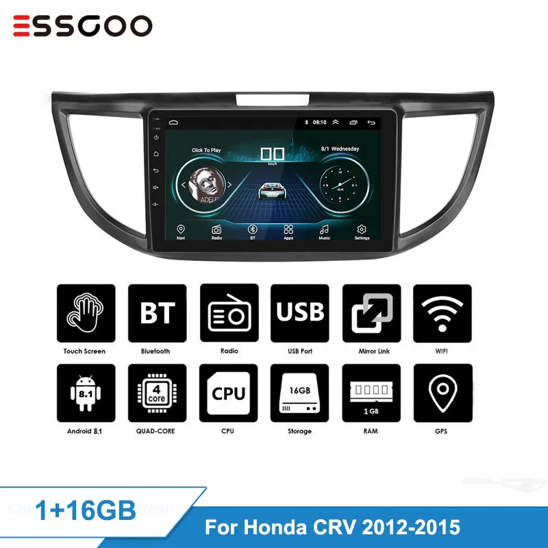 Essgoo Android 8,1 авто радио wifi BT Центральный Multimidia аудио плеер навигация gps 2 Din для Honda CR-V CRV 2012- 2din
