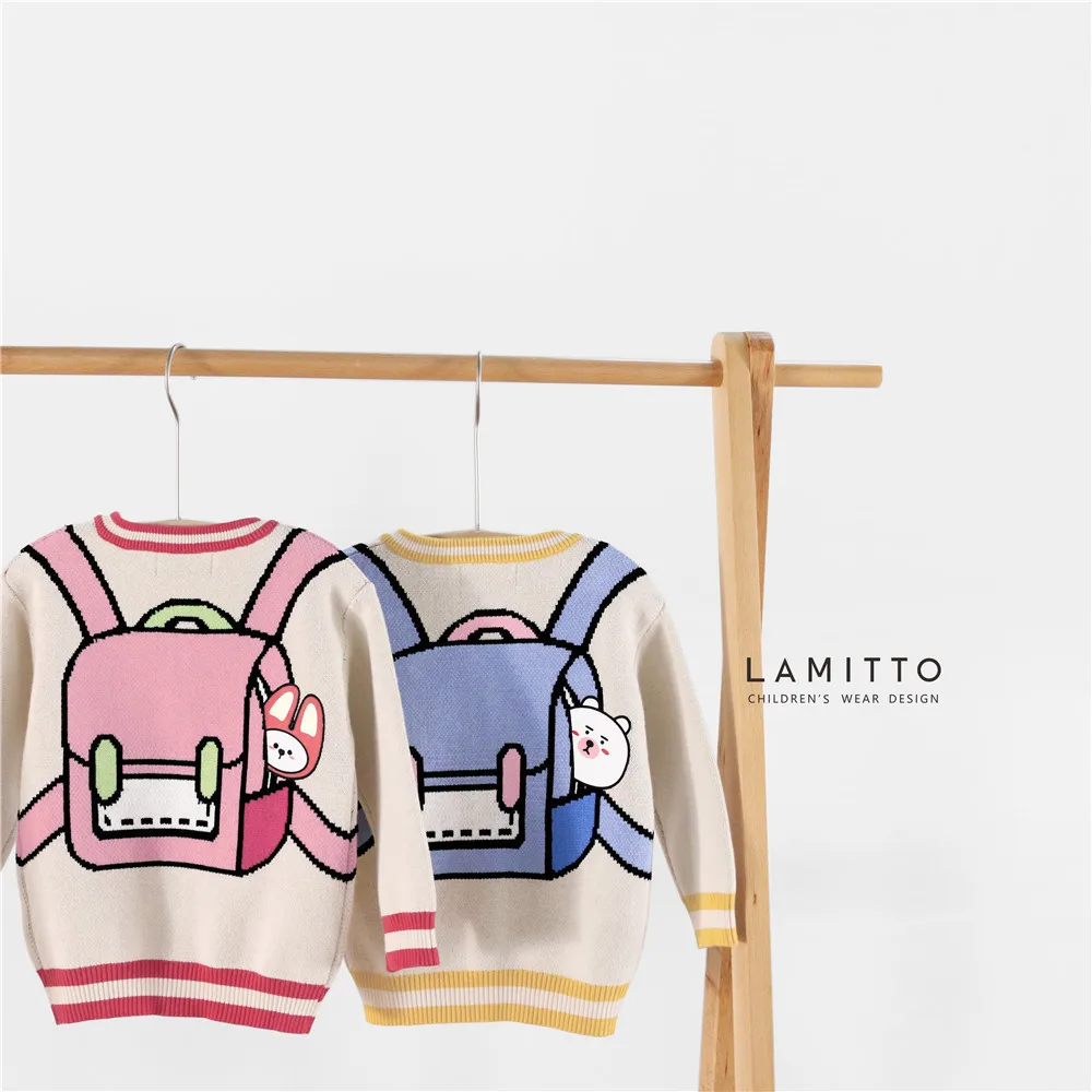 Lmt1703 Autumn And Winter New Products Child Super Cute Cartoon-Style School Bag Jacquard Pure Cotton Wire mao zhi shan