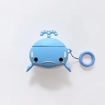 

For AirPods Case Blue Dolphin Cartoon Protective Cover Wireless Earphone Case For Air pods 2 Headphone case with Finger Ring Str