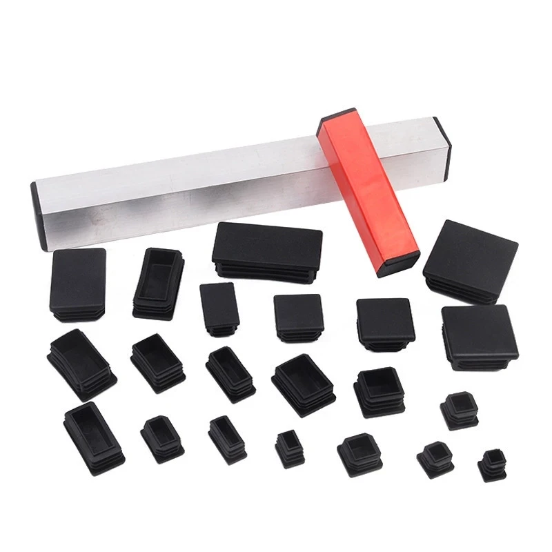 4pcs Plastic Furniture Leg Plug square Steel Pipe Tube End Caps for table feet Pads chair foot Bottom Cover Wood Floor Protector