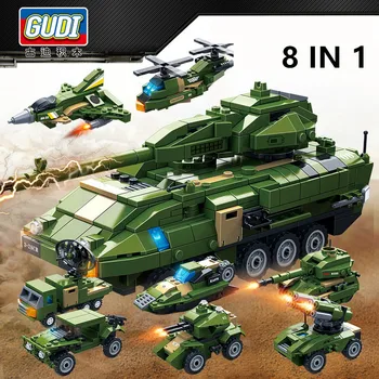 

655Pcs Stryker Armored Fighting Vehicle Tank Building Blocks Military Army WW2 Playmobil Bricks Educational Toys for Children