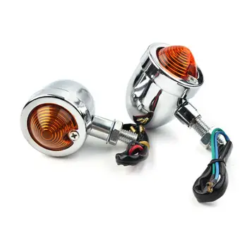 

2pcs 12V Chrome Turn Signal Light Bullet Blinker Indicator Amber Lamp Universal Fit For All Universal 12V Motorcycles