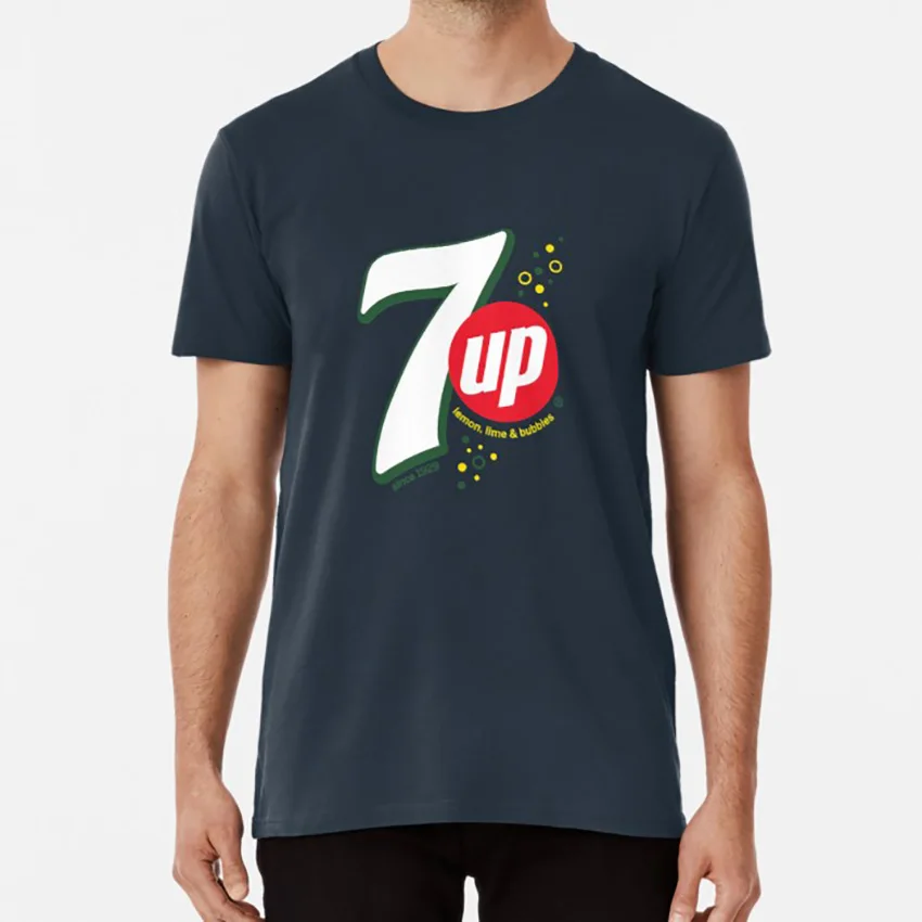 7up логотип Футболка 7up напиток Логотип Прохладный эстетический зеленый Великобритания милый крутой - Цвет: Тёмно-синий