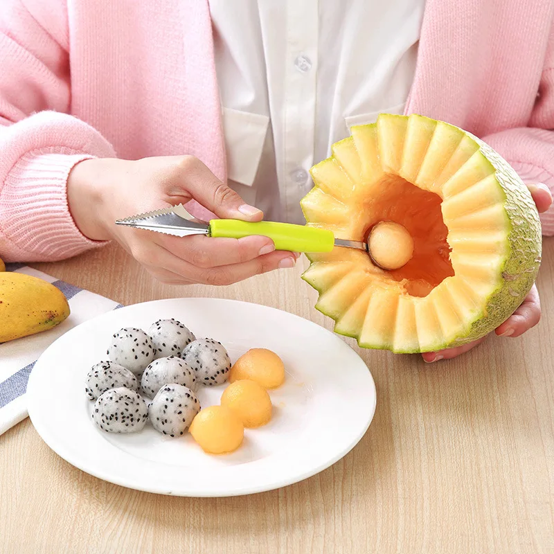 

1PC Multifunctional Fruit Tool Ball Digger Stainless Steel Corrugated Carving Knife Kitchen Gadgets For Home Cooking Accessories