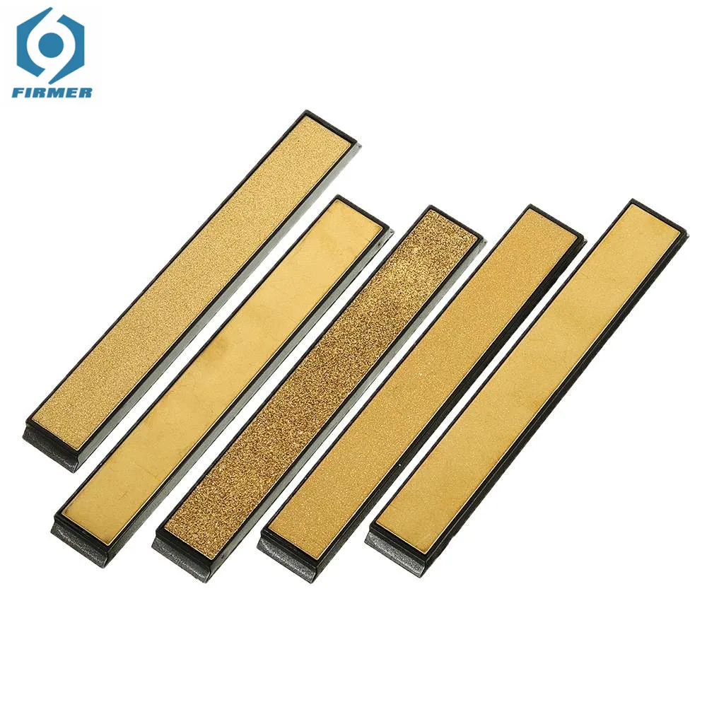 

5pcs Titanium Coated Diamond Knifes Sharpener 80/200/600/1000/2000 Grit Angle Sharpening Sharpen Stone Whetstone Bar