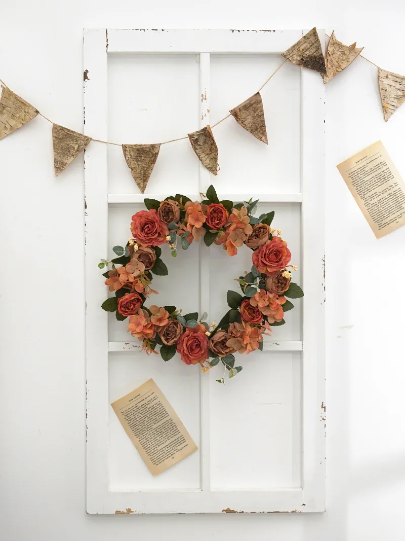 JAROWN Artificial Rose Wreath Garland Wedding Decoration Rattan Garland Christmas Home Decor Weave Wreath New Year Navidad Decorative (13)