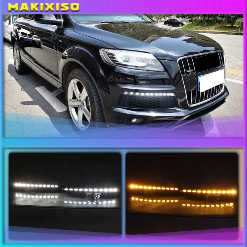 1 Pair Led Drl Dynamic Yellow Turn Signal Daytime Running Light For