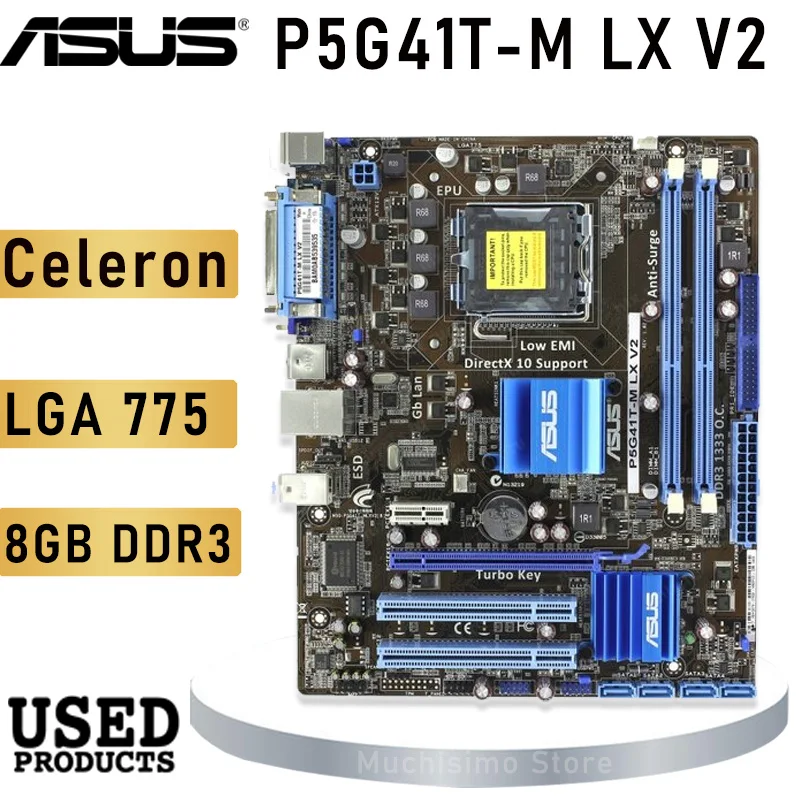 LGA 775 Asus P5G41T M LX V2 Motherboard Core 2 Extreme 8GB DDR3 USB2.0