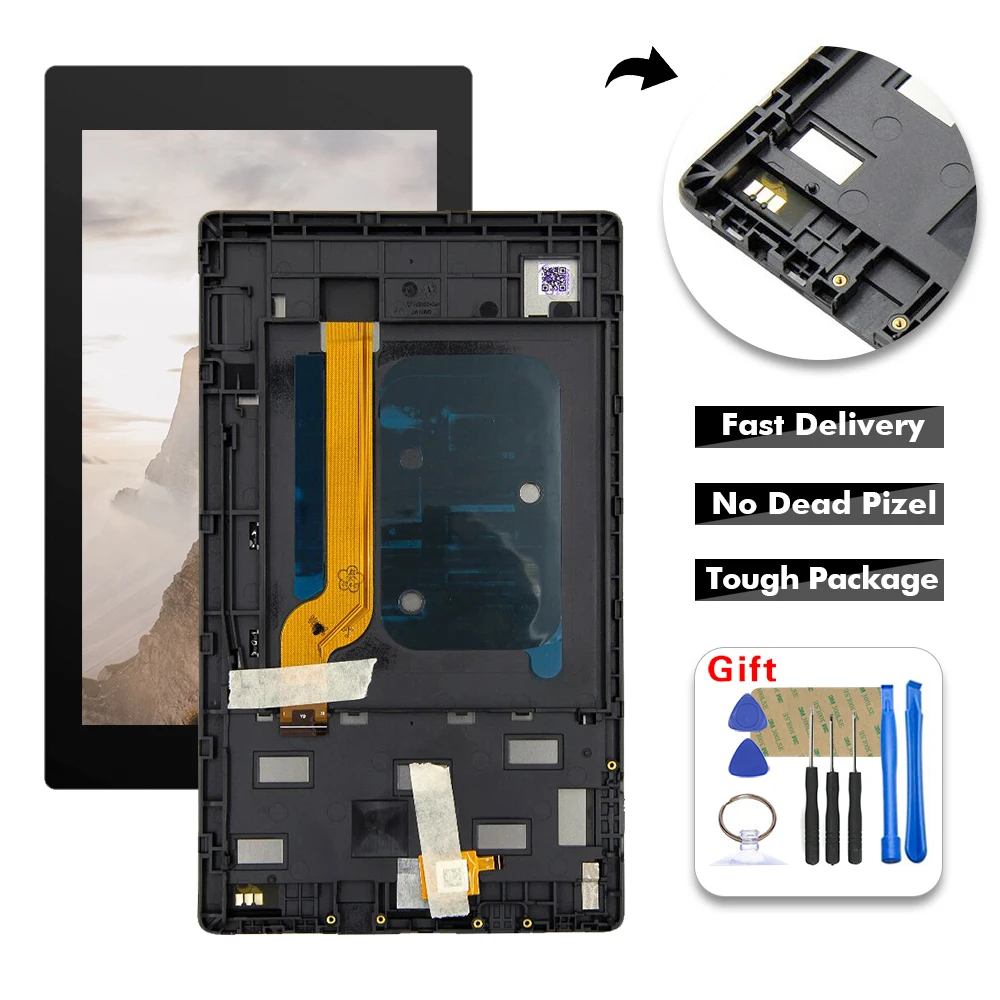 Для Amazon Fire 7 HD7 HD 2019 ЖК-дисплей сенсорный экран дигитайзер стекло в сборе + рамка |