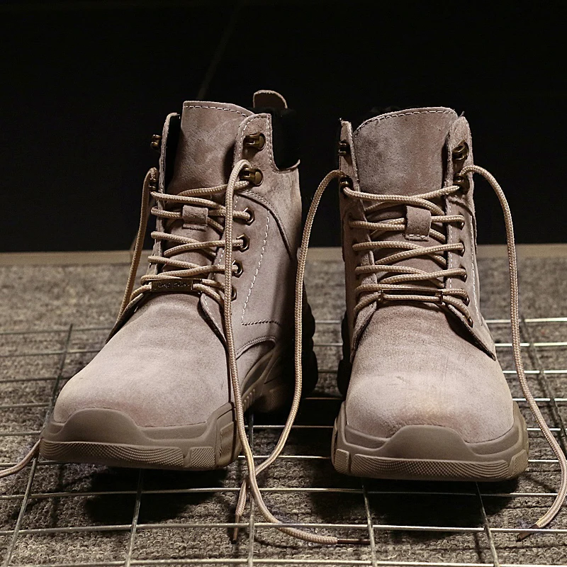 

Autuspin Casual Men's Boots Desert Tactical Military Shoes Men Breathable Leather Fashion Western Boot Leisure Tooling Footwear