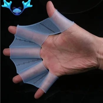 

1 pair of Swimming Gloves Swimming Gear Fins Hand Webbed Flippers Silicone Training Paddle Diving accessories Drop Shipping