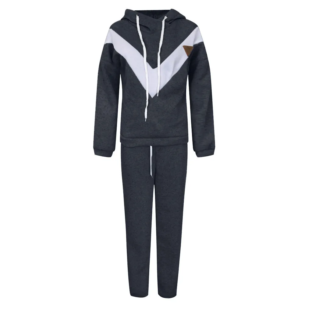 Ceny 2019 dorywczo ciepłe zimowe ubrania dwuczęściowy zestaw kobiet sportowy sweter bluza z kapturem dres kobiet topy spodnie Ropa Mujer Femme