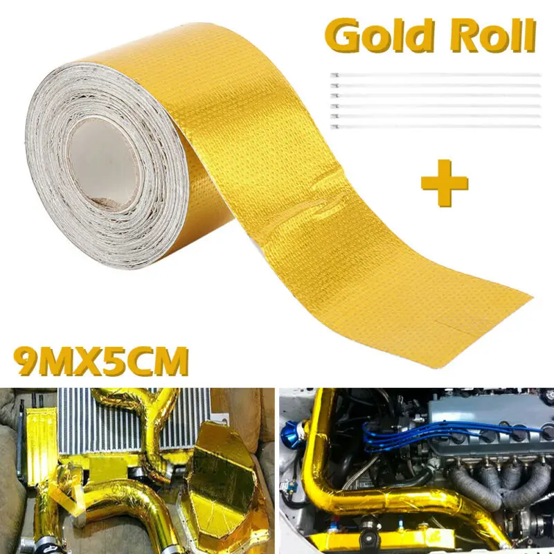

30ft Heat Shield Wrap Tape Roll Self Adhesive Reflective Gold Insulation