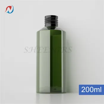 

FreeShip 6pcs 200ml 6.67oz Dark Green Cosmetic PET Lotion Cream Bottle with Black Aluminium Screw Cap for Water Toner