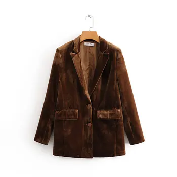 

2020 Spring autumn New Grand Prix Camel Velvet zaraing za women Suit Jacket coat sheining vadiming female Suit Jacket DFT27520