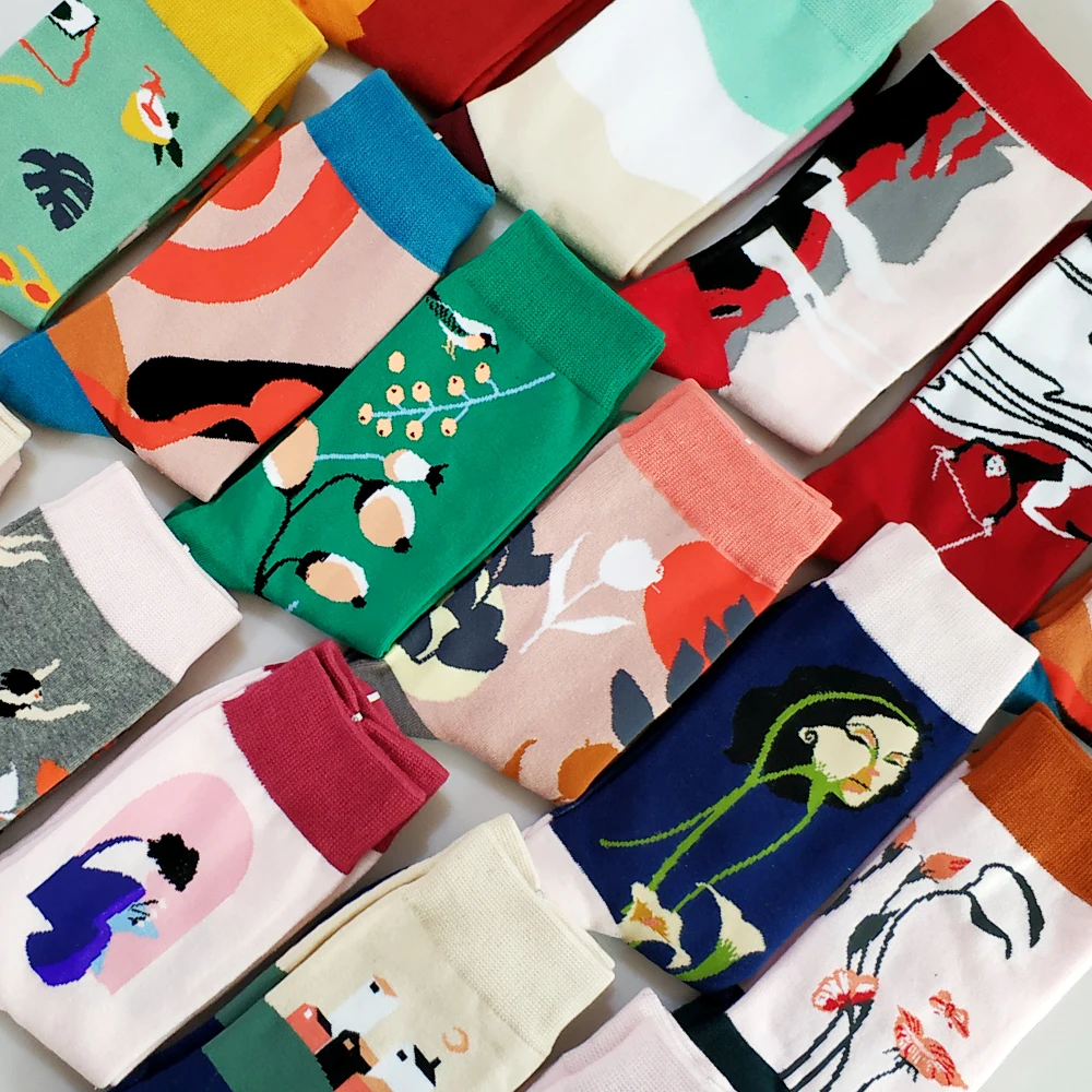 

NEW Flower Funny Creative Streetwear Cartoon Cute Women Art Female Socks Cotton Short Sock Warm Kawaii Winter Happy Ankle Socks