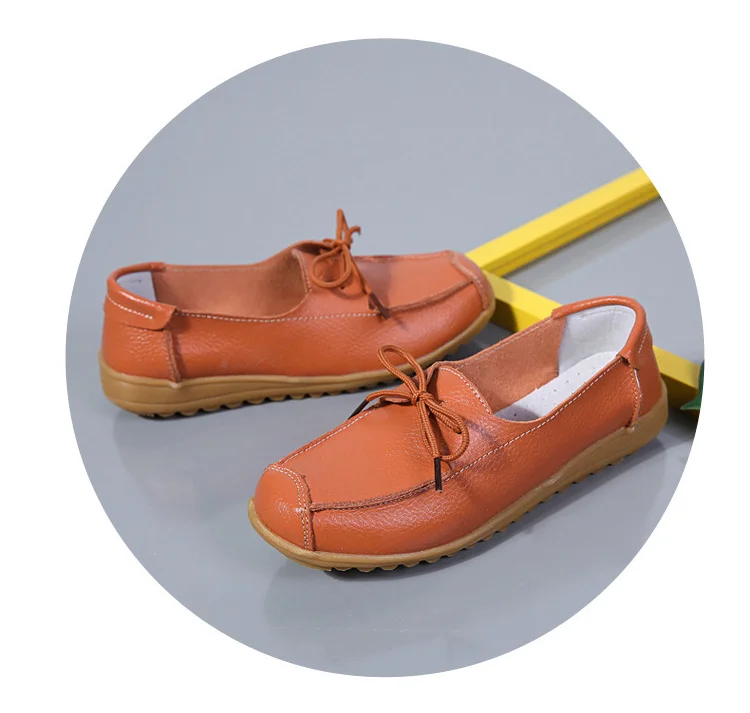 AH1805-2020 Spring Autumn Shoes Woman Genuine Leather Walking Flat Shoes Woman-6