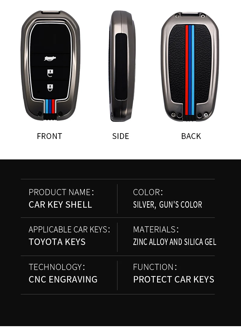 Portachiavi per auto in lega di zinco per Toyota Chr Rav4 Auris Avensis Prius Aygo Camry Corolla Land Cruiser 200 Prado Crown Riez Key Cover - He38011b83bdb4d889de13e40805078dev