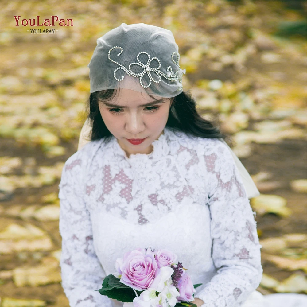 YouLaPan V19 свадебная вуаль цвета слоновой кости свадебная фата с бисером короткая фата 2 слоя