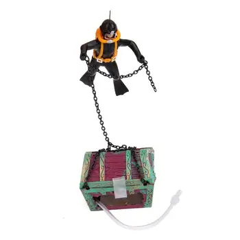 

Aquarium Treasure Chest Diver Fish Tank Landscape Ornament Decoration (Black)