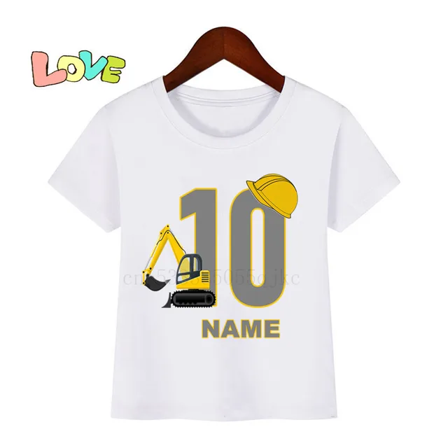 Baby Kids Cartoon Excavator Birthday Number Name Print T Shirt Children Birthday T-shirts Boy&Girl Funny Gift Tshirt Present 20