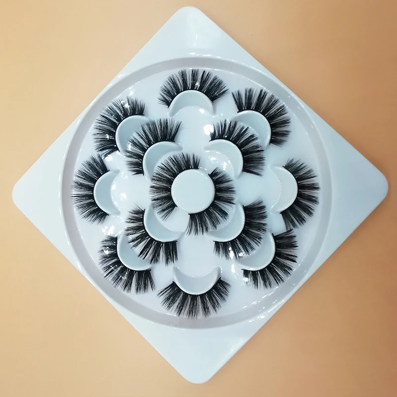 7Pairs Faux 3D Mink Lashes Wholesale Lash Tray Natural Long False Eyelashes Fluffy Volume Makeup Extension | Красота и здоровье
