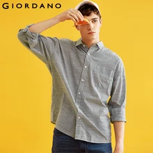 Giordano мужская простая рубашка с длинными рукавами из натурального хлопка, имеет два варианта окраса