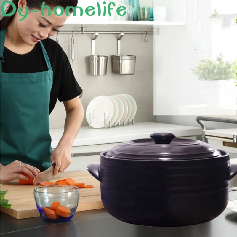 

Korean Multi-size Black Ceramic Casserole High Temperature Open Flame Soup Stew Pot Kitchen Household Porcelain Pot Stone Pot
