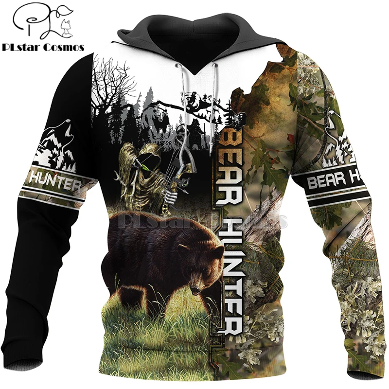 

PLstar Cosmos bear HUNTING 3D Printed Shirts 3D Print Hoodies/Sweatshirt/Zipper Man Women big black bear Bow Hunter Bear-7