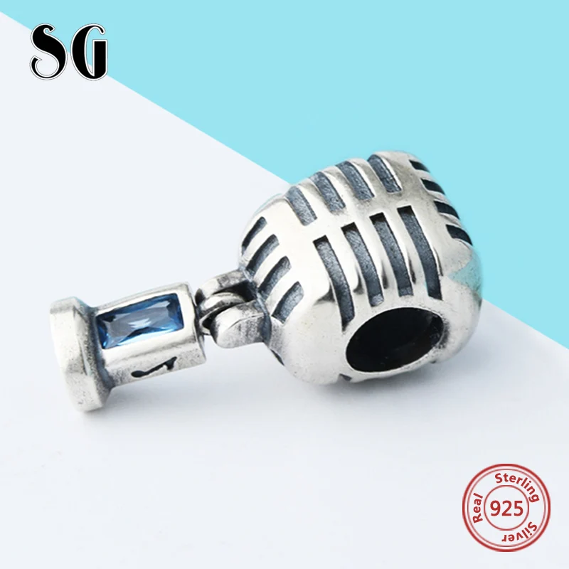 Silver Charm Bead Stopper Lock Clip fits Authentic European bracelet Microphone 
